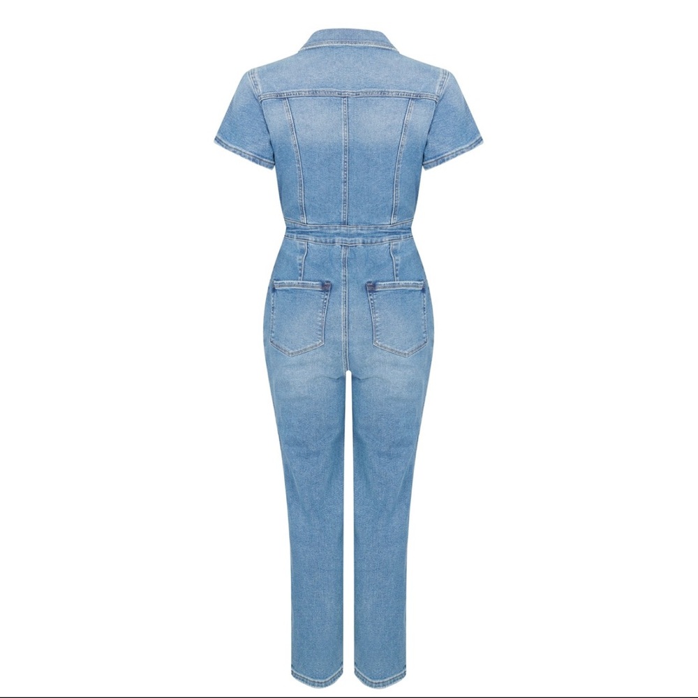 GOOD AMERICAN Women's Light Blue Denim Jumpsuit - Picture 2 of 3
